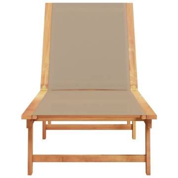 Sun Lounger Taupe Solid Wood Acacia & Textilene | HipoMarket