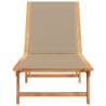 Sun Lounger Taupe Solid Wood Acacia & Textilene | HipoMarket