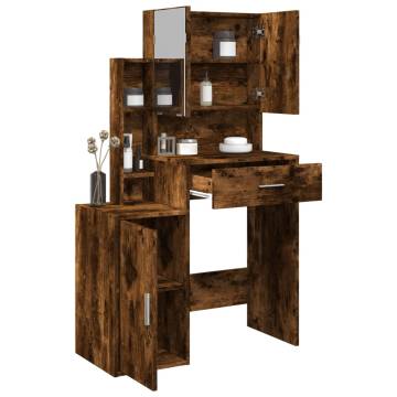 Dressing Table with Cabinet Smoked Oak - 80x35x132 cm