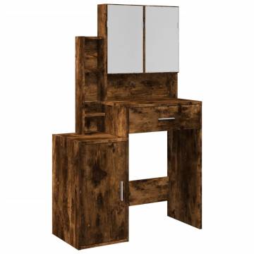 Dressing Table with Cabinet Smoked Oak - 80x35x132 cm