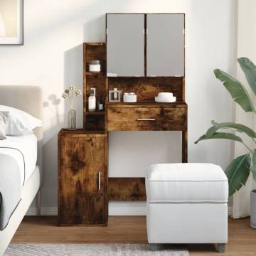 Dressing Table with Cabinet Smoked Oak - 80x35x132 cm