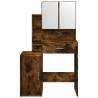 Dressing Table with Cabinet Smoked Oak - 80x35x132 cm