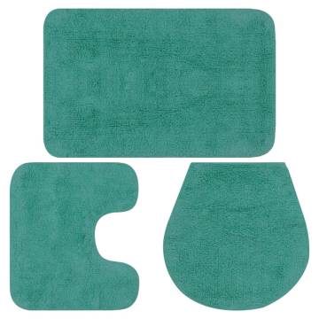 Turquoise Bathroom Mat Set - 3 Piece Fabric Set | HipoMarket