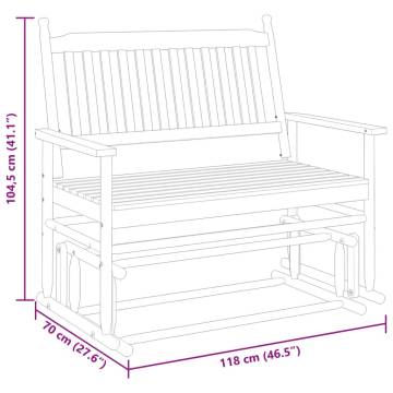 Glider Bench Grey | Solid Wood Poplar | 118x70x104.5 cm