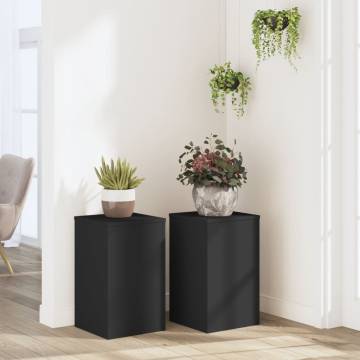 Black Plant Stands 2 pcs - 30x30x50 cm Engineered Wood