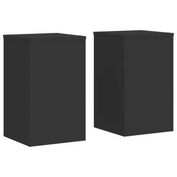 Black Plant Stands 2 pcs - 30x30x50 cm Engineered Wood