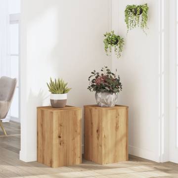 Artisian Oak Plant Stands - 2 pcs | Durable & Stylish