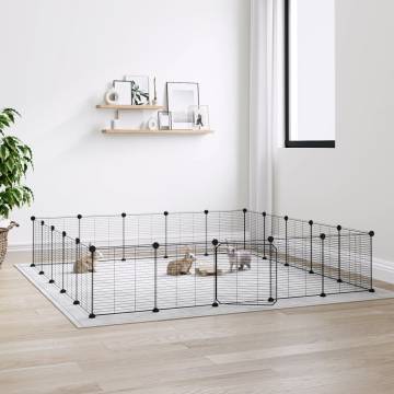 20-Panel Pet Cage with Door - Black Steel | HipoMarket UK