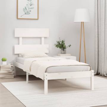 White Solid Wood Bed Frame 90x190 cm Single | Hipomarket