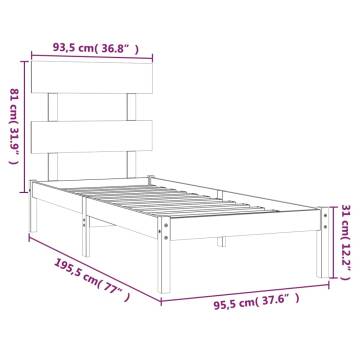 White Solid Wood Bed Frame 90x190 cm Single | Hipomarket