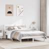 White Bed Frame with Headboard - Solid Pine 140x190 cm