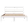 White Bed Frame with Headboard - Solid Pine 140x190 cm