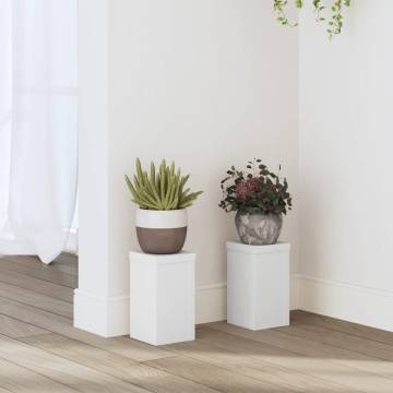 Plant Stands 2 pcs White - Durable Engineered Wood | Hipo Market