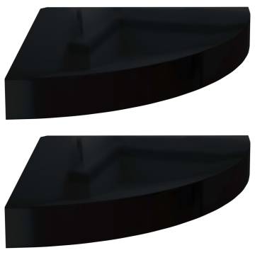 Floating Corner Shelves - High Gloss Black, 2 pcs | HipoMarket