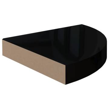 Floating Corner Shelves - High Gloss Black, 2 pcs | HipoMarket