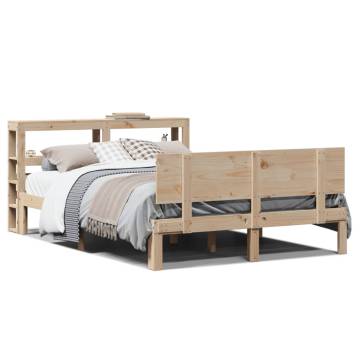 Solid Wood Pine Bed Frame with Headboard 120x200 cm