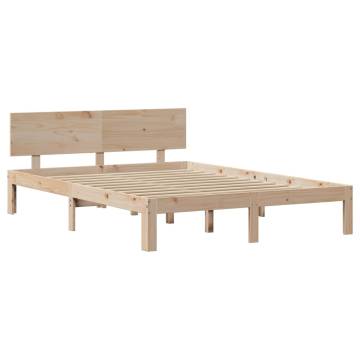 Solid Wood Pine Bed Frame with Headboard 120x200 cm