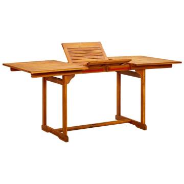 Garden Dining Table 120-170x80x75 cm - Solid Acacia Wood