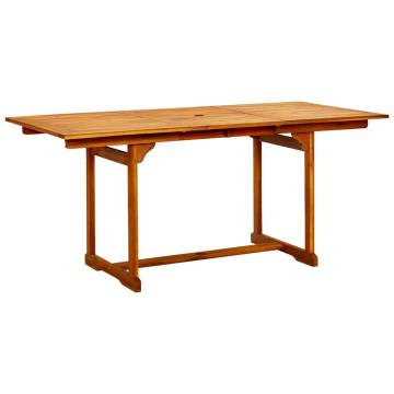 Garden Dining Table 120-170x80x75 cm - Solid Acacia Wood