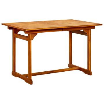 Garden Dining Table 120-170x80x75 cm - Solid Acacia Wood