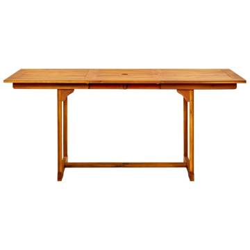 Garden Dining Table 120-170x80x75 cm - Solid Acacia Wood