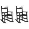 Rocking Chairs for Children | 2 pcs Black Solid Wood Poplar