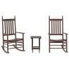 Rocking Chairs Set with Table - Brown Solid Wood Poplar