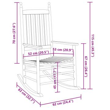 Rocking Chairs Set with Table - Brown Solid Wood Poplar