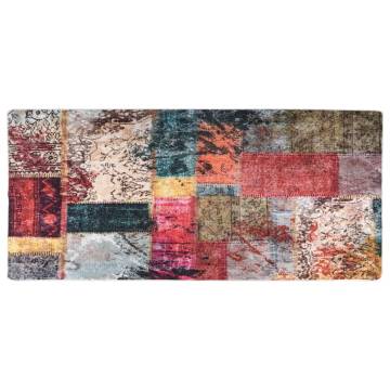 Washable Patchwork Rug 80x300 cm - Multicolour & Anti-Slip