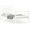 White Solid Wood Bed Frame with Headboard 100x200 cm