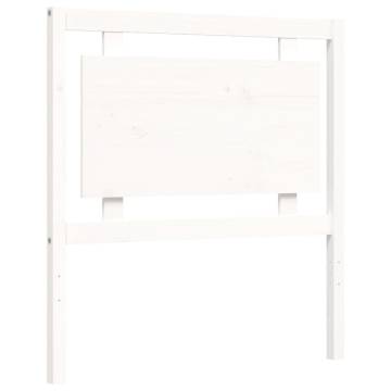 White Solid Wood Bed Frame with Headboard 100x200 cm