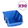 96 Piece Storage Bin Kit with Wall Panels - Blue & Black