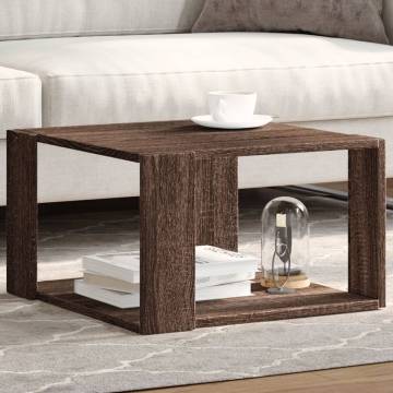 Brown Oak Coffee Table - Modern Design, 51.5x51.5x30 cm