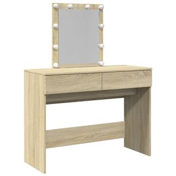 Dressing Table with LED - Sonoma Oak 100x40x130 cm | HipoMarket