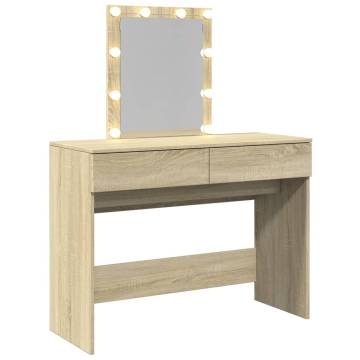 Dressing Table with LED - Sonoma Oak 100x40x130 cm | HipoMarket