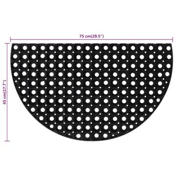 Durable Half Round Door Mat - 45x75 cm Rubber