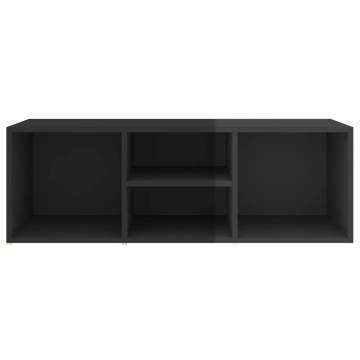 High Gloss Black Shoe Storage Bench - 105x35x35 cm