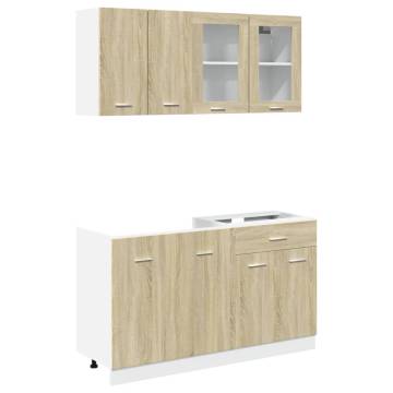 4 Piece Kitchen Cabinet Set in Sonoma Oak - Modern Storage Solution