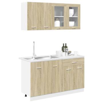 4 Piece Kitchen Cabinet Set in Sonoma Oak - Modern Storage Solution