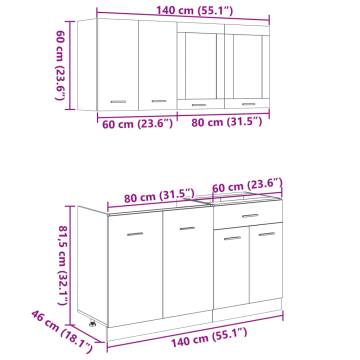 4 Piece Kitchen Cabinet Set in Sonoma Oak - Modern Storage Solution