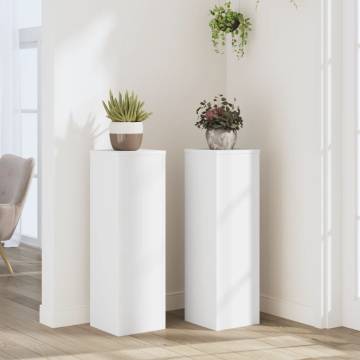 Plant Stand Set of 2 - White Engineered Wood | 80 cm Tall