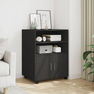 Rolling Cabinet Black 60x48x81 cm - Stylish & Functional Storage