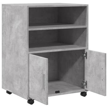 Rolling Cabinet Concrete Grey - Versatile Storage Solution