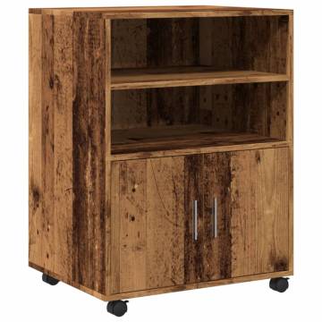 Rolling Cabinet Old Wood - Stylish & Functional Storage Solution