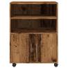 Rolling Cabinet Old Wood - Stylish & Functional Storage Solution