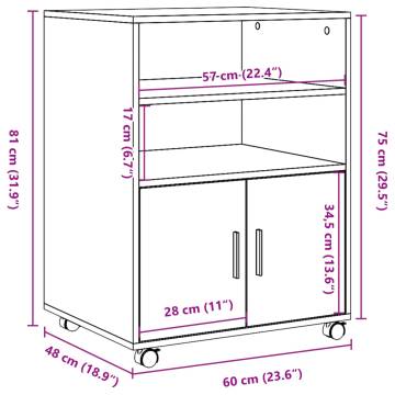 Rolling Cabinet Old Wood - Stylish & Functional Storage Solution