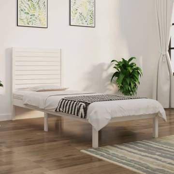 White Solid Wood Bed Frame 90x190 cm Single - Hipomarket