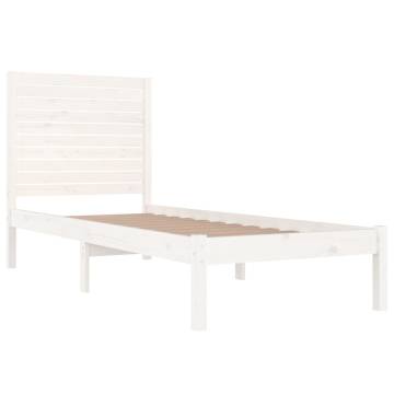 White Solid Wood Bed Frame 90x190 cm Single - Hipomarket