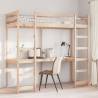 Loft Bed Frame with Desk 90x190 cm | Solid Wood Pine