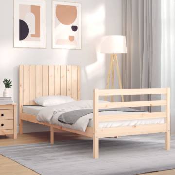 Single Solid Wood Bed Frame with Headboard | Hipomarket